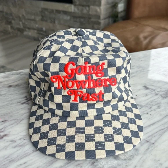 Checkered Blue and White Cap - Picture 2 of 4